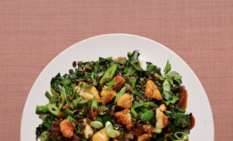 warme linzensalade halloumi